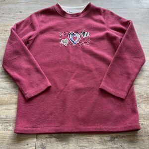 Bonnie Evans Vintage Sweater Fleece Small Heart Patch Granny Grandma 90s Pink